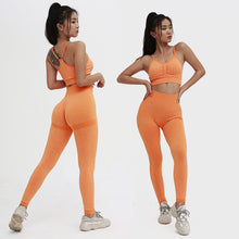 Cargar imagen en el visor de la galería, Two Piece Set Women Seamless Gym Sportswear
