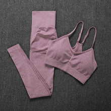 Cargar imagen en el visor de la galería, Two Piece Set Women Seamless Gym Sportswear
